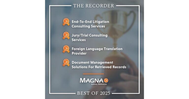 Magna Legal Services Named a 2025 “Best Of” Winner by The Recorder