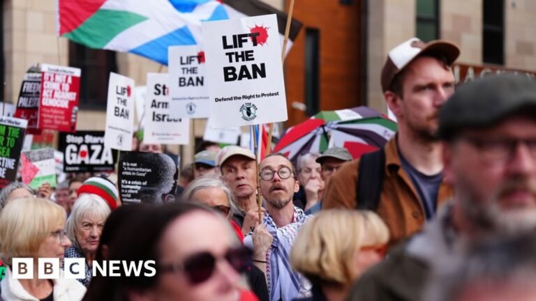 Dozens at Edinburgh protest ignore police appeal not to show support for Palestine Action