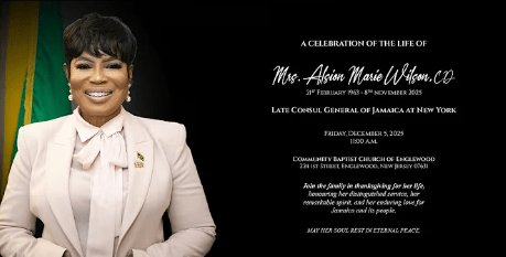 Late Consul General Alsion Wilson honored for her exceptional service in advancing Jamaica’s interests overseas