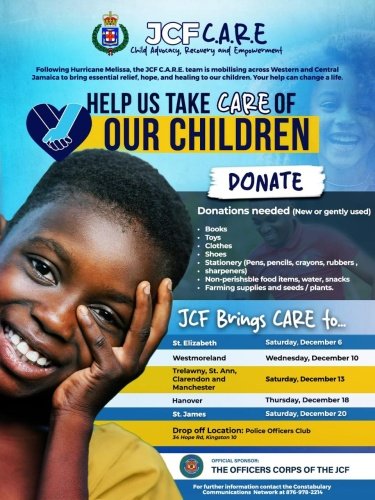 JCF Extends ‘Care’ Initiative for Children Recovering from Hurricane Melissa – Jamaica Information Service